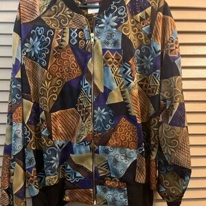 Cascais Vintage Geometric Patterned Bomber Jacket/Shirt Size L